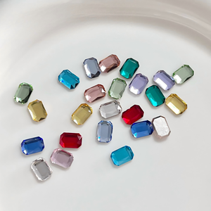 Joyería de diamantes octogonales largos para decoración de uñas, cristal de diamante de forma irregular con base plana, súper brillante, con efecto de azúcar en cubos. - Product Image 1
