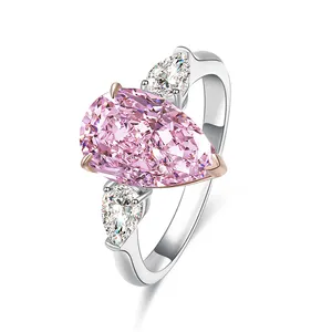 仿真钻石复古戒指设计纯银立方氧化锆女士结婚戒指