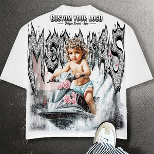 Fustom Nặng Quá Khổ T-Shirt-Chất Lượng Cao Cotton Trống Tee Cho Nam Giới | Độc Đáo Phong Cách Đường Phố Tùy Chỉnh In Ấn - Product Image 1