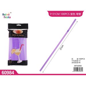 Violet 21CM Pailles Bendy Pack de 100 En Gros En Plastique Pailles Bar Accessoires pour Boissons Compostables PLA Pailles - Product Image 1