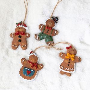 Resin Gingerbread Man Charm Semi-Handmade Christmas <b>Tree</b> <b>Ornament</b> With Hanging Rope No Printed Graphics Holiday Decor - Product Image 1