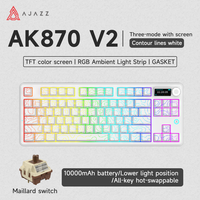 Clavier mécanique de jeu Ajazz Ak870 V2 tri-mode filaire + sans fil 2.4G, interrupteur Kailh, remplaçable à chaud, montage sur joint, RVB, 87 touches, ergonomique
