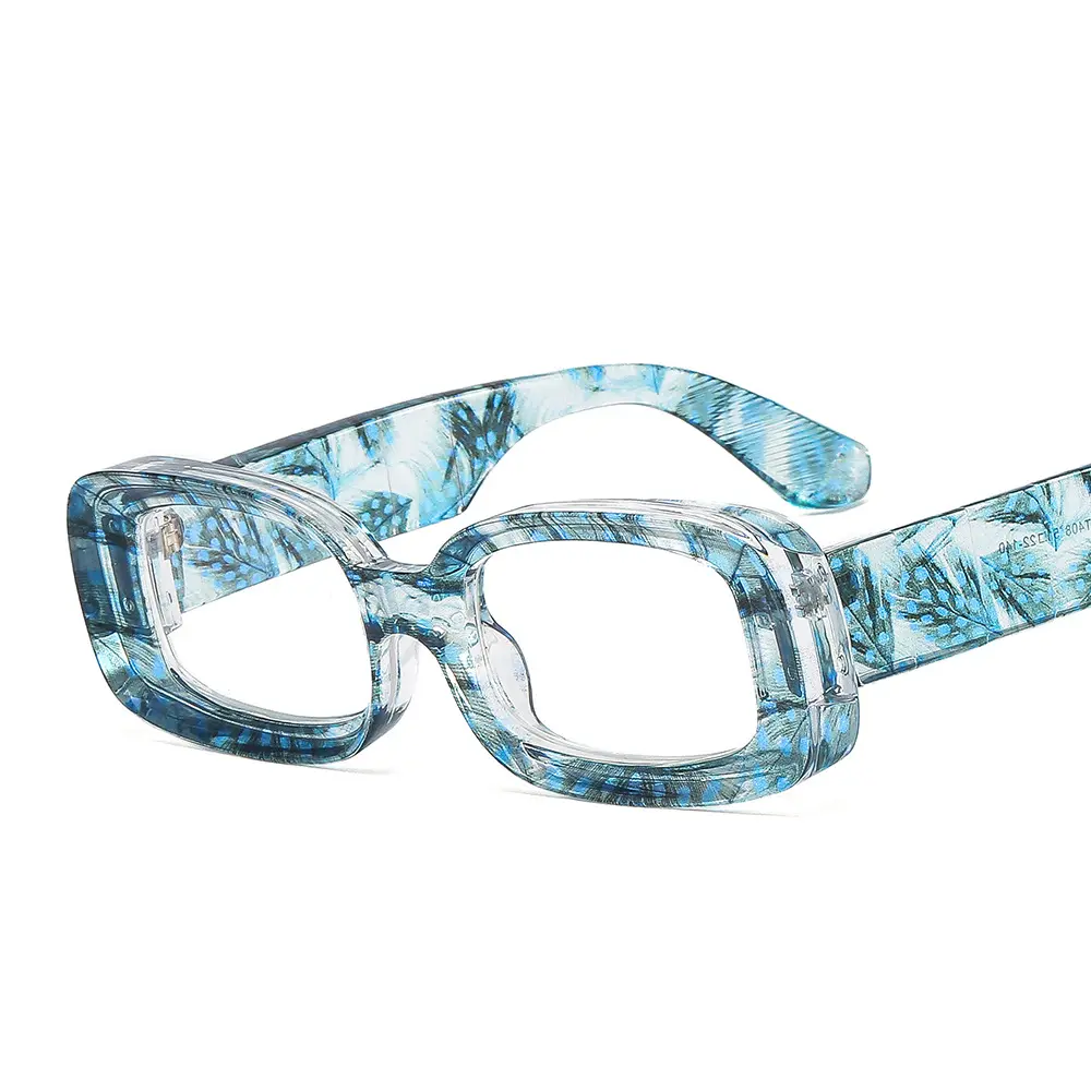 Gafas de sol cuadradas para hombre y mujer, lentes rectangulares con montura pequeña de templo grueso, diseño pintado en 3D, venta al por mayor