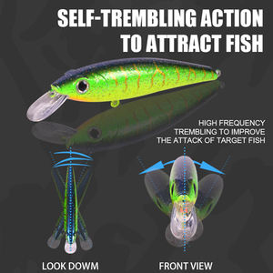 Leurre artificiel personnalisé flottant/affleurant type Minnow 85mm 10g/12g en ABS <span class=keywords><strong>pour</strong></span> pêche en eau douce, rivière, mer, saumon, poisson-chat - Product Image 6