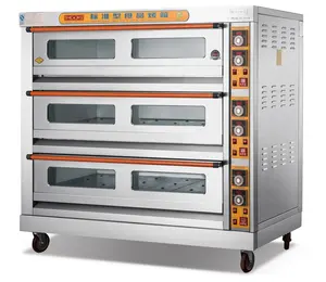 Kitchen appliance bread and pizza bakery machine commercial gas mexican deck oven with 9 tray