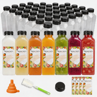 Bouteille en plastique de 480 ml pour jus de fruits avec bouchons noirs, étiquette, entonnoir et brosse pour l'emballage de boissons – Vente en gros