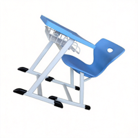 Bureau d'étude en plastique à hauteur réglable pour enfants avec tiroir à crayons, crochet pour casque, design ergonomique, anti-pincement, mobilier scolaire