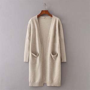 K1377 Casual Women's Anti-Wrinkle <b>Thick</b> Knit <b>Long</b> <b>Cardigan</b> Sweater with Pocket - Product Image 5