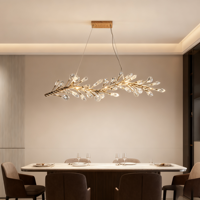 Lustre en cristal en fer forgé de style européen JACKSUN avec un design floral unique pour les îles de la salle à manger