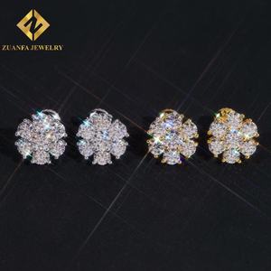 Belle boucle d'oreille à motif floral, clou d'oreille en argent 925, boucle d'oreille en moissanite, boucle d'oreille tendance en forme de tournesol, idée cadeau de bijoux - Product Image 4