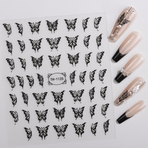 Venta al por Mayor de Fábrica, Pegatinas y Envolturas de <span class=keywords><strong>Uñas</strong></span> Brillantes, Impermeables, de Plástico, con Diseño Punk Oscuro, 3D, DIY, con Serpientes y Mariposas, para Chicas Modernas - Product Image 6