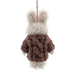 Meilleur Ornement de Noël Lapin en Feutre 100% Laine de l'Himalaya, Bandeau Vert Fait Main, Écologique, Traditionnel, Décoration Murale Intérieure - Product Image 4