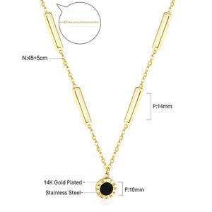 Collar de Cadena de Oro Hecho a Mano en Corea con Piedra Negra para Mujer, Joyería de Acero Inoxidable - Product Image 5