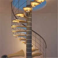 Escalier en colimaçon intérieur populaire au design moderne en chêne américain avec acier inoxydable et verre, escalier circulaire en spirale pour loft