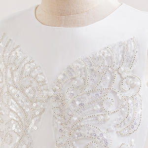 Vestido de anfitrión de flores de princesa de satén blanco para vestido de noche de <span class=keywords><strong>pasarela</strong></span> de actuación de piano de comunión-para niña pequeña de verano de 8 a 12 años - Product Image 4