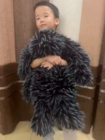 JellyCatt Lapin en peluche noir à longues fourrures de 51 cm, jouet de luxe en fourrure longue et moelleuse, animal en peluche doux et moelleux, poupée à câliner pour enfants, décoration d'intérieur