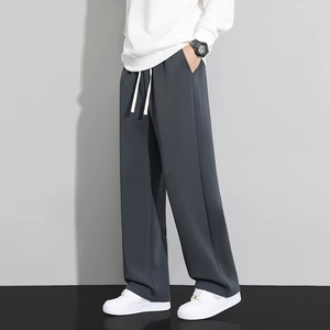 <span class=keywords><strong>Pantaloni</strong></span> da Uomo Casual a Gamba Dritta <span class=keywords><strong>con</strong></span> Vita Elastica Personalizzata, Traspiranti, Antirughe, Stile Urbano, Vita Media, Felpati - Product Image 1