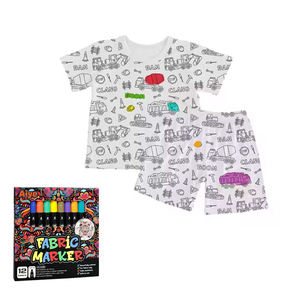 All'ingrosso abbigliamento da ragazza estivo <span class=keywords><strong>pigiama</strong></span> a manica corta Set <span class=keywords><strong>pigiama</strong></span> da colorare a maglia per ragazze e ragazzi - Product Image 1