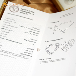 Diamants de laboratoire Goldleaf IGI Report, synthétiques, taillés en cœur, couleur rose clair fantaisie, percés au laser, 1ct 2ct 3ct VVS VS, pour la fabrication de bijoux - Product Image 6
