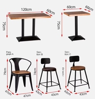 Ensemble de table et de chaises de salle à manger en métal moderne pour restaurants, bars, cafés, hôtels, utilisation en extérieur - Vente en gros 1 table et 2 chaises