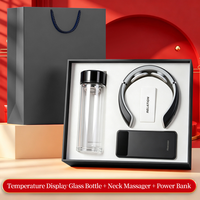 Coffret Cadeau Santé 3 Pièces : Élégante Tasse en Verre + Masseur Cervical + Batterie Externe – Fournitures de Relaxation pour le Bureau, Idéal pour Cadeau d'Affaires Haut de Gamme