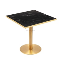 Laminate Top en MDF noir effet marbre avec bordure dorée/laiton en PVC de 25 mm d'épaisseur, économique, pour table de restaurant