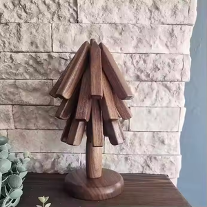 Youlike décoratif arbre en forme de noyer bois boissons assiette sous-verres sous-plats ensemble avec 4 pièces feuilles pour Bar maison cuisine décor - Product Image 3