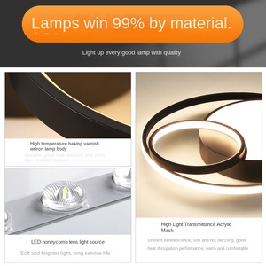 Plafonnier LED moderne en acrylique noir et blanc pour le salon, la chambre à coucher et le couloir avec télécommande. - Product Image 3