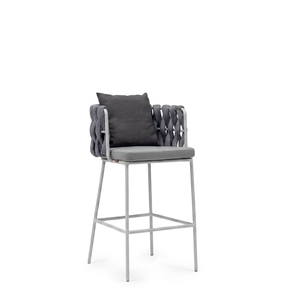Modern Tufted Woven Bar <b>Stool</b> Upholstered <b>Dining</b> Chair Metal Frame Counter Seat for Home Bar Cafe Restaurant - Product Image 1