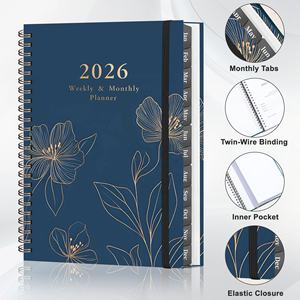 2026 anglais spirale journal calendrier cahier couverture en cuir reliure corde temps Table planificateur <span class=keywords><strong>livre</strong></span> A5 - Product Image 2