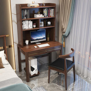 <span class=keywords><strong>Escritorio</strong></span> de Madera Maciza Estilo Nórdico Moderno con Estantería Integrada para Apartamentos Pequeños, <span class=keywords><strong>Escritorio</strong></span> para Estudiar, Escribir y Usar el Ordenador - Product Image 2