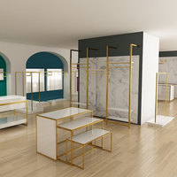Conception de Boutique de Mode Ensemble Tables Gigognes Portant à Vêtements Agencement Commercial Mural Portant à Vêtements Table de Présentation Gigogne
