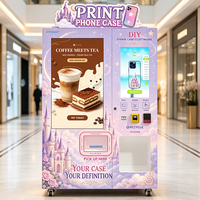 Máquina expendedora de fundas para teléfonos con doble pantalla para promoción de marca y puntos turísticos, con opción DIY