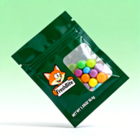 Sacs Mylar noirs personnalisés en aluminium laminé imprimé, anti-humidité et anti-odeur, refermables, pour bonbons, biscuits et aliments, 3,5g