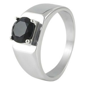 Bague unisexe en acier inoxydable yunnique avec pierre précieuse rouge sertie à griffes, idéale pour les mariages - Product Image 5