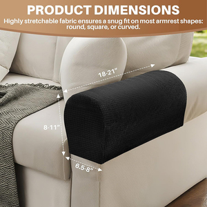 <span class=keywords><strong>Copri</strong></span> Braccioli Antiscivolo Elasticizzati Neri 8366 per Divani, Protezione per Mobili, Durevoli, Lavabili in Lavatrice, Morbidi <span class=keywords><strong>Copri</strong></span> Braccioli per <span class=keywords><strong>Divano</strong></span> - Product Image 2