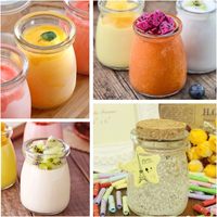 Bocaux en verre transparent de 150 ml avec couvercles en PE pour yaourt, pouding, confiture, miel – Idéal pour les cadeaux de mariage et de fête prénatale