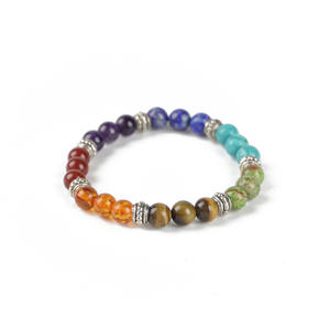 Piedra preciosa natural gimnasio <span class=keywords><strong>Goya</strong></span> joyería mujeres hombres Lava Rock 8mm cuentas de piedra volcánica siete Charkas pulsera - Product Image 6