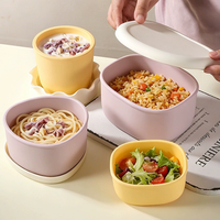 Nouveauté, boîte à bento réutilisable de style japonais, compatible avec le micro-ondes, récipient de stockage alimentaire pour pique-nique, boîte à lunch en silicone pour enfants et adultes