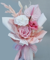 Premium Rose Rouge Palmier Fleurs Séchées Éternelle Fleur Bundle Fini Cadeau Fête des Mères Saint Valentin Cadeau