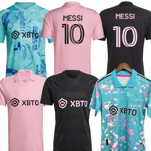 गर्म बेच 2023 पुरुषों की फुटबॉल शर्ट इंटर 23 24 मेस्सी 10 # फुटबॉल जर्सी मियामी गुलाबी काले जर्सी वर्दी soccerwear किट