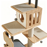 Arbre à chat moderne de luxe, tour d'escalade pour chat d'intérieur, griffoir en peluche, maisonnette pour chat, jouet en sisal, 5 niveaux, 144,5 cm, en carton