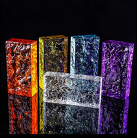Brique de verre massif 200x100x50mm, couleur personnalisée, protection de la vie privée, bord fin poli, cristal transparent texturé, fusion à chaud