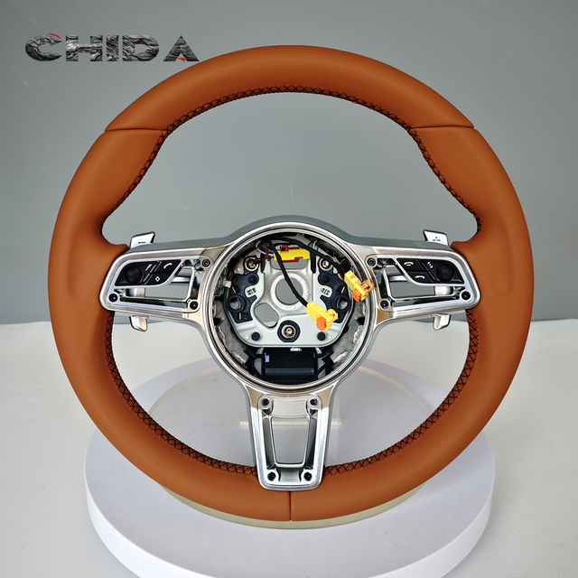 Suitable for Porsche Manufacturer's Popular Leather Steering Wheel, Compatible with Panamera Cayenne Cayman Boxster 718 911 912
