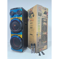 Système audio sans fil portable en plastique, 2x 12 pouces, basses et tweeters, lecteur de musique, lumière RGB, micro, 150W de puissance, enceinte sonore pour fête