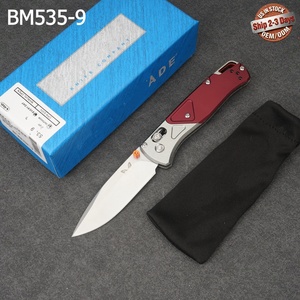 มีดพับ WADE BM535-9 สีแดง ทำจากอลูมิเนียมอัลลอยด์ ใบมีด S30V แบบปลายแหลม ปรับไม่ได้ พร้อมปุ่มล็อคแบบนิ้วโป้ง คุณภาพระดับอุตสาหกรรม OEM - Product Image 1