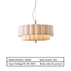 Lustre <span class=keywords><strong>en</strong></span> <span class=keywords><strong>tissu</strong></span> rétro nordique, luminaire suspendu moderne <span class=keywords><strong>en</strong></span> fer <span class=keywords><strong>pour</strong></span> <span class=keywords><strong>chambre</strong></span> à coucher, salon, salle à manger - Product Image 2