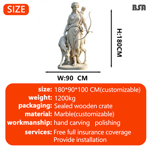 Sculpture de la déesse <span class=keywords><strong>Diana</strong></span> de la chasse en marbre naturel sculpté à la main par BSA pour la décoration de jardin et de villa en extérieur - Product Image 2