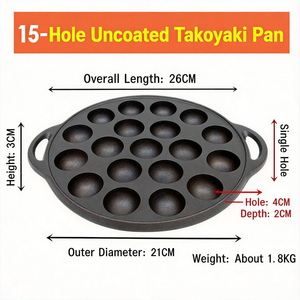<span class=keywords><strong>Sartén</strong></span> Profesional para Takoyaki <span class=keywords><strong>de</strong></span> 15 Orificios - Hierro Fundido Resistente, Ecológica, Envío Rápido a Compradores Globales - Product Image 2