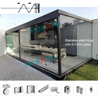 Porte pliante télescopique sans cadre en verre, quincaillerie en acier inoxydable, grande porte accordéon panoramique pour véranda, balcon, patio, intérieur